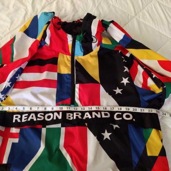 REASON Brand‎ Windbreaker Jacket Men's L Multicolor Abstract 1/4 Zip Hood Lining - Picture 13 of 14